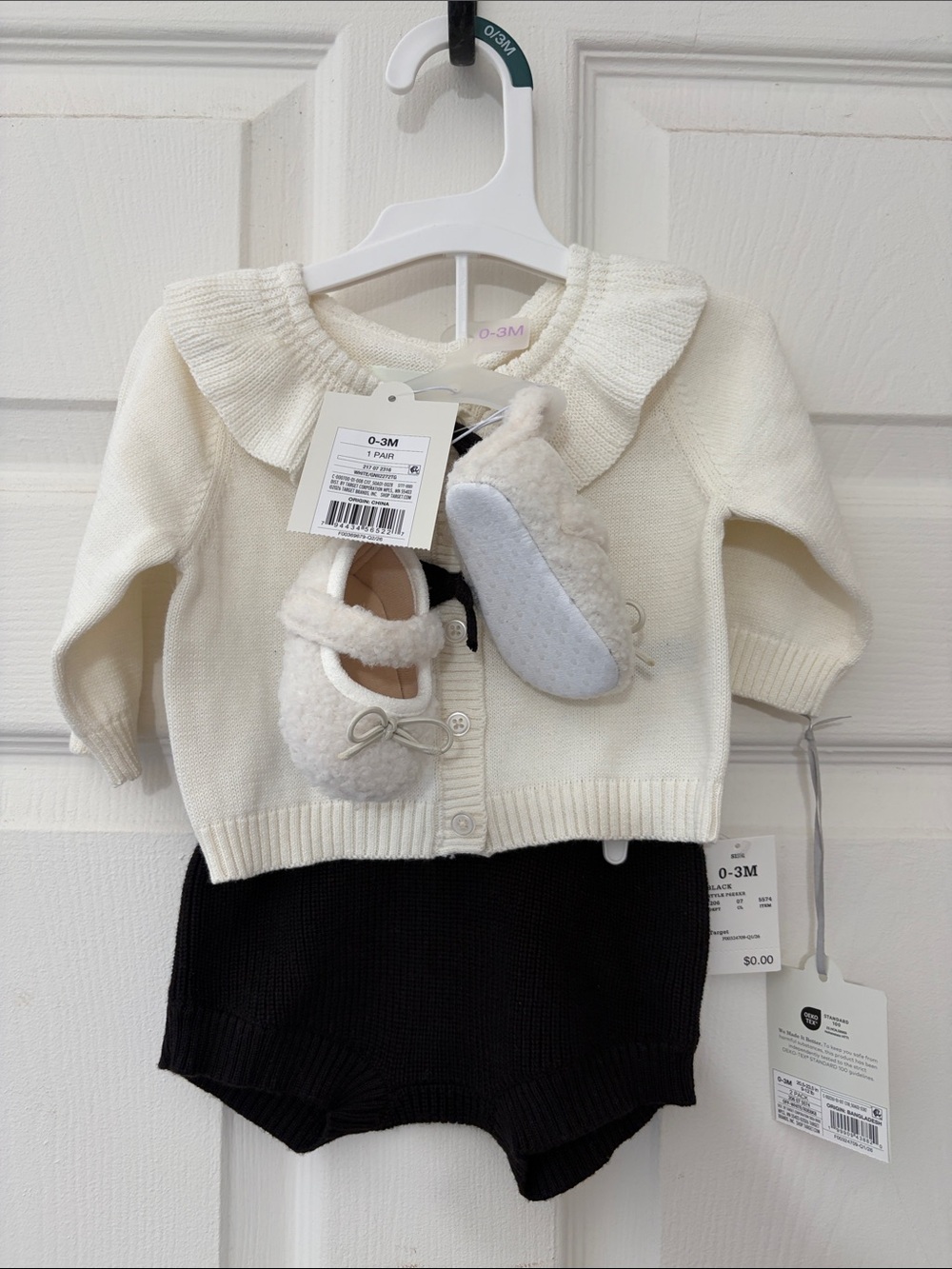 0-3 month outfit with shoes